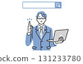 Business man with search bar and laptop 131233780