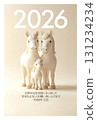 2026年三匹白馬和他們的父母的賀年卡 131234234