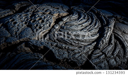 Volcanic stone surface closeup showing dark rough and porous detail from solid igneous rock for dark grunge wallpaper design Volcanic stone surface closeup showing dark rough and porous detail from solid igneous rock for dark grunge wallpaper design 131234393