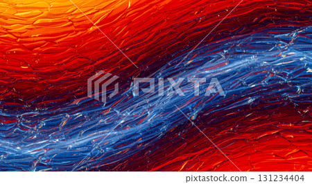 Vibrant abstract background with colorful red blue and orange texture shiny crumpled material is modern art for creative design 131234404