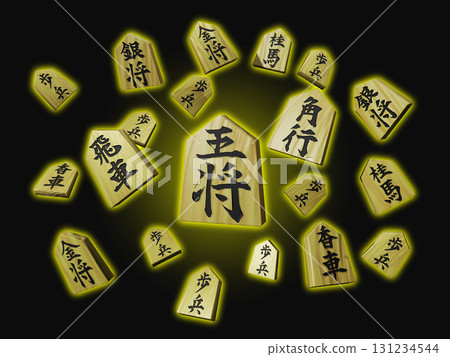 將棋圖（棋子圖/3DCG）黑色背景 131234544