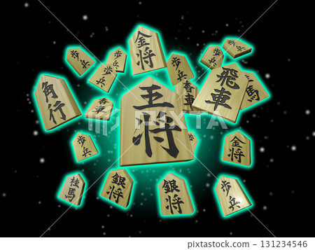 將棋圖（棋子圖/3DCG）黑色背景 131234546