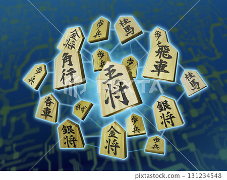 將棋圖（棋子圖/3DCG）黑色背景 131234548