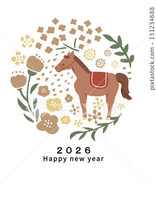 2026 Horse Year New Year's card template 2026 Horse Year New Year's card template 131234688