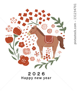 2026 Horse Year New Year's card template 2026 Horse Year New Year's card template 131234701