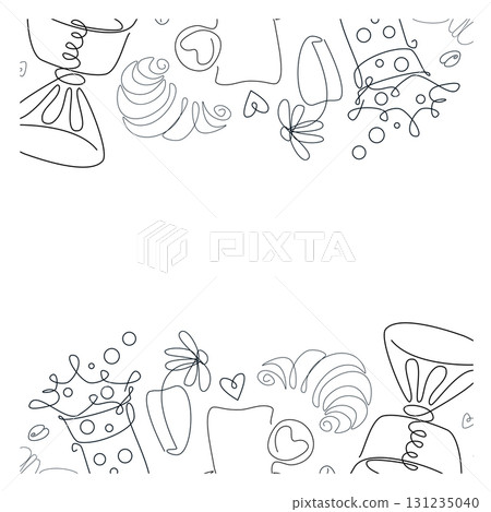 Continuous one line drawing of coffee beans. Roasted coffee beans line art vector illustration. Editable stroke. 131235040