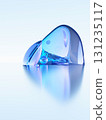 Abstract glass style background with surreal lendscape visible in reflection of organic shape 3D 131235117