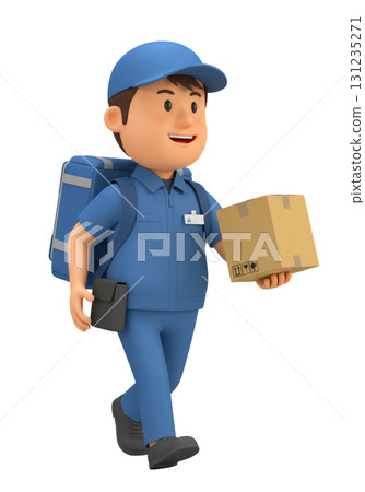 Smiling and cheerful delivery person 131235271