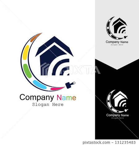 PAINT BUILDING ICON BACKGROUND VECTOR TEMPLATE 131235483