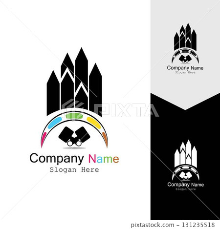 PAINT BUILDING ICON BACKGROUND VECTOR TEMPLATE PAINT BUILDING ICON BACKGROUND VECTOR TEMPLATE 131235518