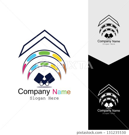 PAINT BUILDING ICON BACKGROUND VECTOR TEMPLATE PAINT BUILDING ICON BACKGROUND VECTOR TEMPLATE 131235530