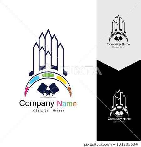 PAINT BUILDING ICON BACKGROUND VECTOR TEMPLATE 131235534