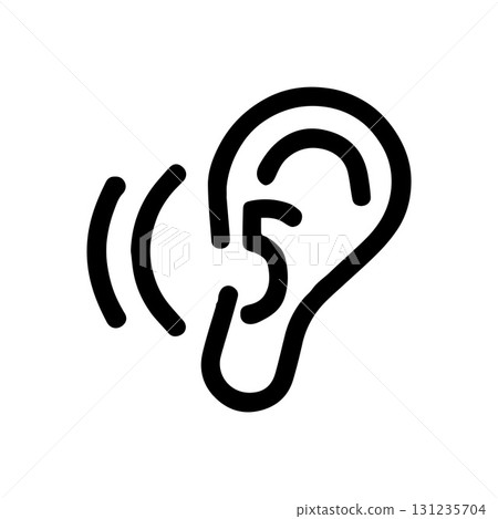 Tech minimal ear icon perfect for startups in hearing technology and AI audio 131235704