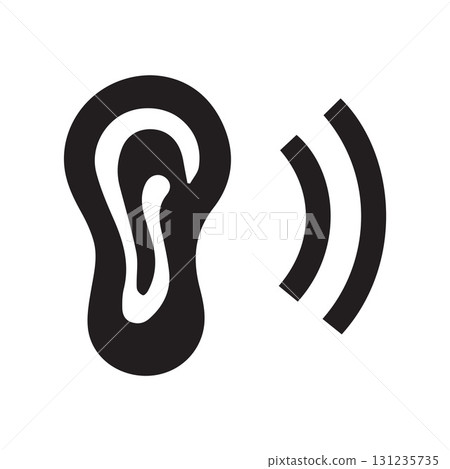 Modern ear logo representing clear communication and enhanced auditory function Modern ear logo representing clear communication and enhanced auditory function 131235735