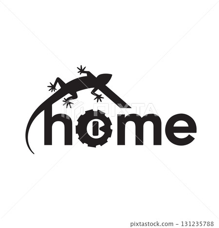 Elegant lizard home silhouette perfect for interior design and eco resort branding Elegant lizard home silhouette perfect for interior design and eco resort branding 131235788