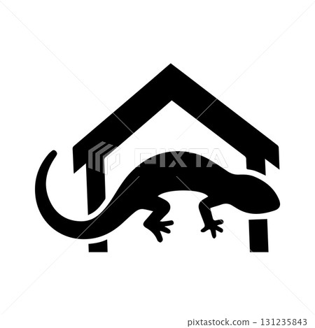Home gecko silhouette perfect for pest control, eco-living, and home security brand 131235843