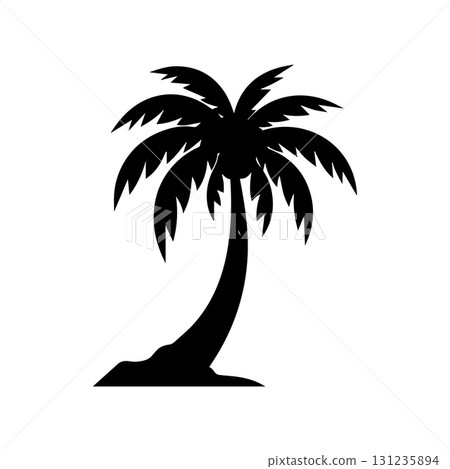 Clean palm tree outline design symbolizing beach luxury and summer vacation brand 131235894