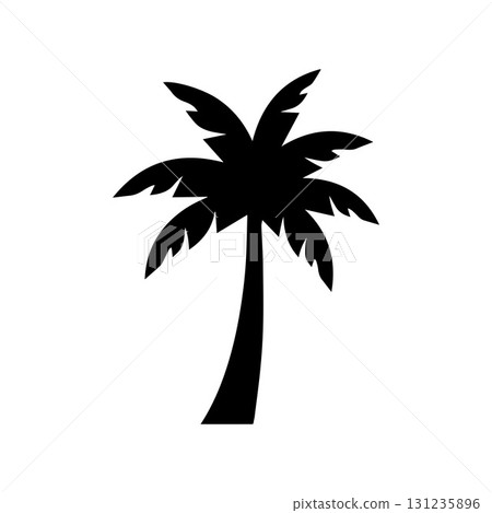 Hand-drawn palm tree illustration logo representing natural tropical charm and style Hand-drawn palm tree illustration logo representing natural tropical charm and style 131235896