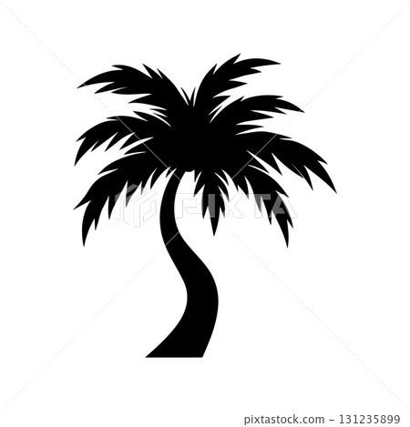 Minimal round palm tree icon perfect for resort, spa, and travel agency branding 131235899