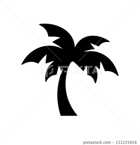 Black palm tree circle icon perfect for resort stamps, cafe logo and beach branding 131235928