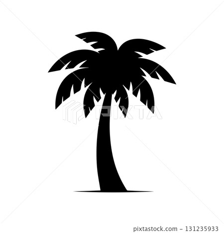 Tall curved palm tree design symbolizing island escape and tropical adventures Tall curved palm tree design symbolizing island escape and tropical adventures 131235933