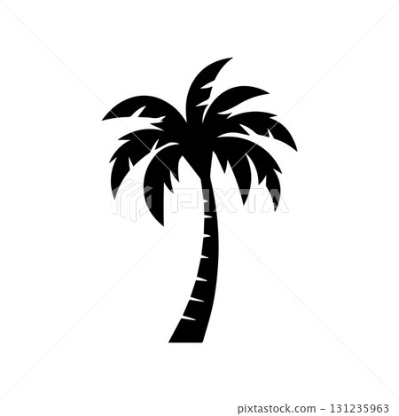 Modern tropical palm tree logo representing adventure, summer and coastal freedom Modern tropical palm tree logo representing adventure, summer and coastal freedom 131235963