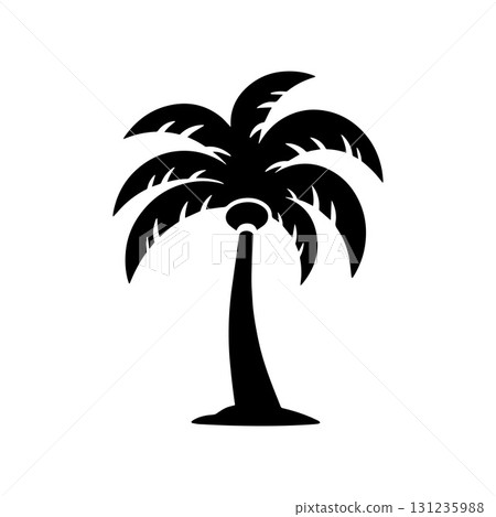 Minimal black palm logo perfect for beach fashion, travel agency and summer branding Minimal black palm logo perfect for beach fashion, travel agency and summer branding 131235988