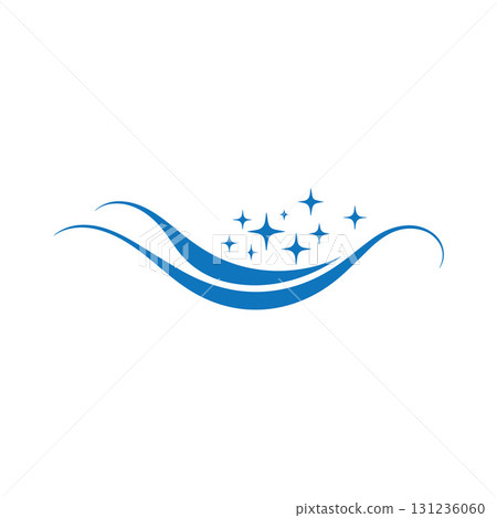 Clean professional janitorial logo featuring sparkle stars for spotless cleaning concept 131236060