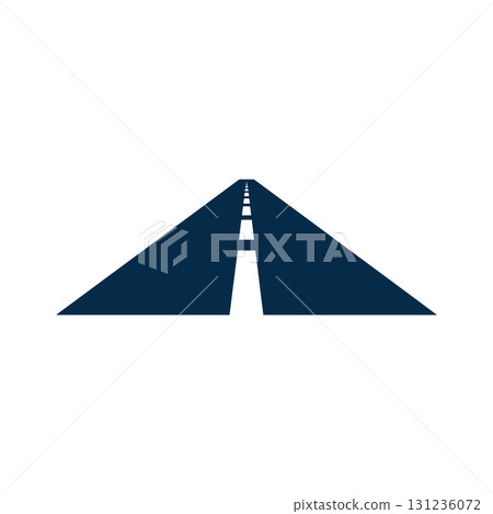 Simple circle highway logo showing smooth curved road pathway design 131236072