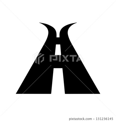 Elegant modern highway logo showing sunrise and continuous growth journey 131236145