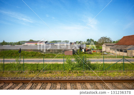 Scenery from the train window between Bruges and Brussels / Belgium Scenery from the train window between Bruges and Brussels / Belgium 131236378
