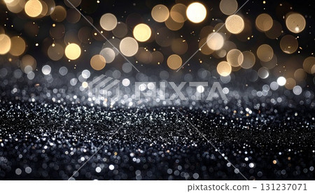 Gold glitter abstract background on black background 131237071