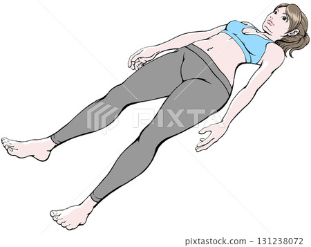 瑜珈_死亡姿勢_攤屍式_年輕女子_無陰影 131238072