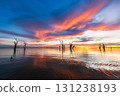 Lake Bonney Picturesque sunset with Barren dead gum trees, South Australia 131238193