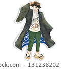 擬人化的貼紙風格－內含鮭魚的飯糰 131238202