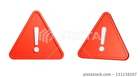 紅色三角形警告標記 3D 圖示集 131238207