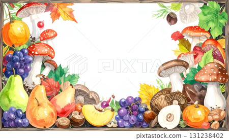 秋季水果和蘑菇框架 131238402