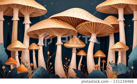 Fantastic mushroom forest illustration 131238466