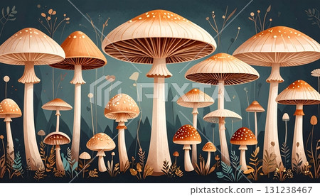 Magic mushroom forest illustration 131238467