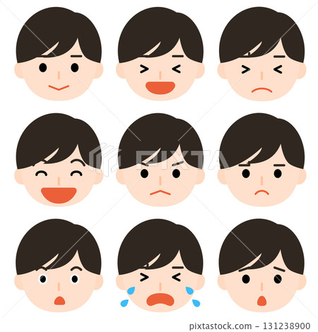 各種面部表情的男孩 各種面部表情的男孩 131238900