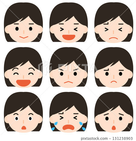 Girl with various expressions Girl with various expressions 131238903