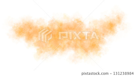 Orange smoke cloud on transparent background spreading horizontally in the air with soft texture and realistic motion 131238984