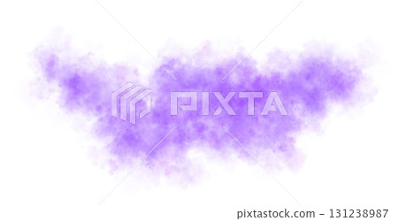 Violet smoke cloud on transparent background spreading horizontally in the air with soft texture and realistic motion 131238987