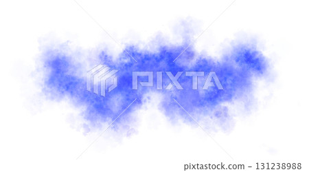 Blue smoke cloud on transparent background spreading horizontally in the air with soft texture and realistic motion 131238988