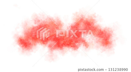Red smoke cloud on transparent background spreading horizontally in the air with soft texture and realistic motion 131238990