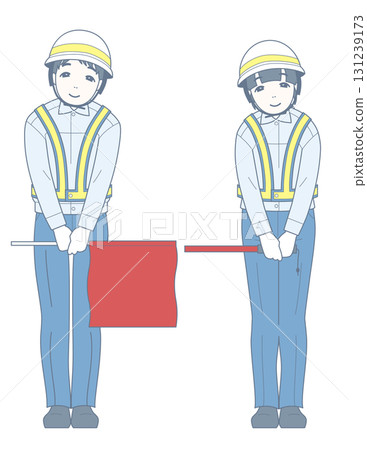 A traffic controller smiling and bowing slightly 131239173