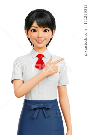 Smiling girl pointing at something 131239312