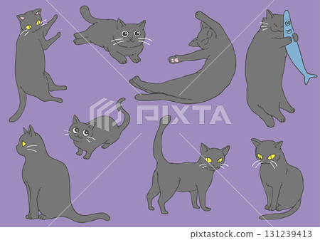 Illustration of a group of black cats Illustration of a group of black cats 131239413