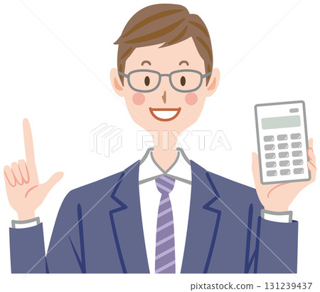 Illustration of a businessman holding a calculator OK sign Calculator Illustration of a businessman holding a calculator OK sign Calculator 131239437