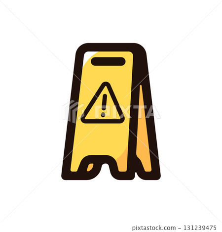 Caution stand, floor stand illustration icon (safety, site, construction material) 131239475